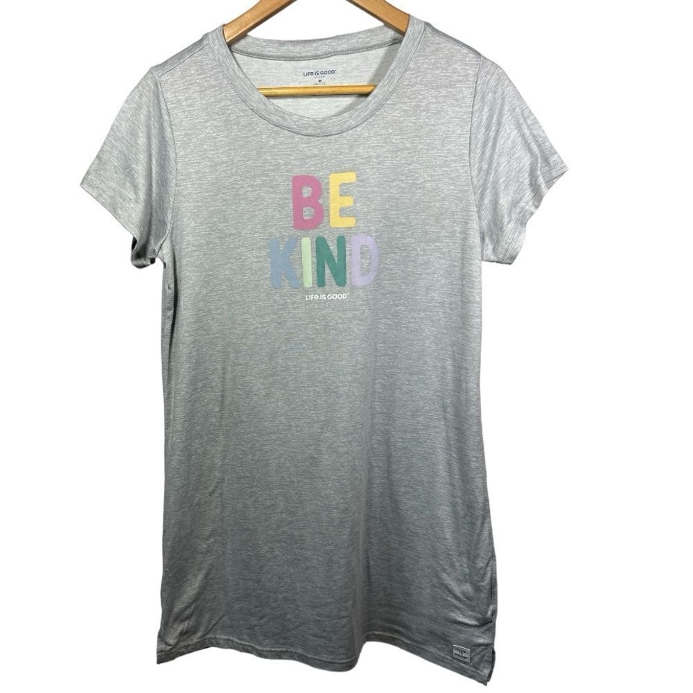 LIFE IS GOOD Women's Be Kind Oversized Sleep T-Shirt Nightgown Gray Size Medium
